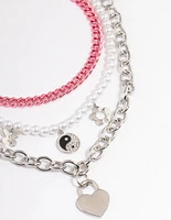 Pink Layered Charm Necklace