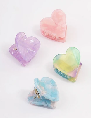 Acrylic Heart Multi Claw Clip Pack