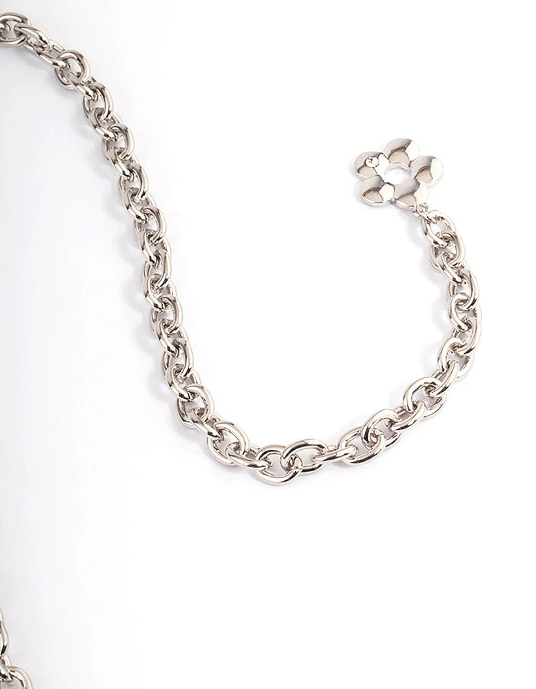 Rhodium Flower Charm Belt