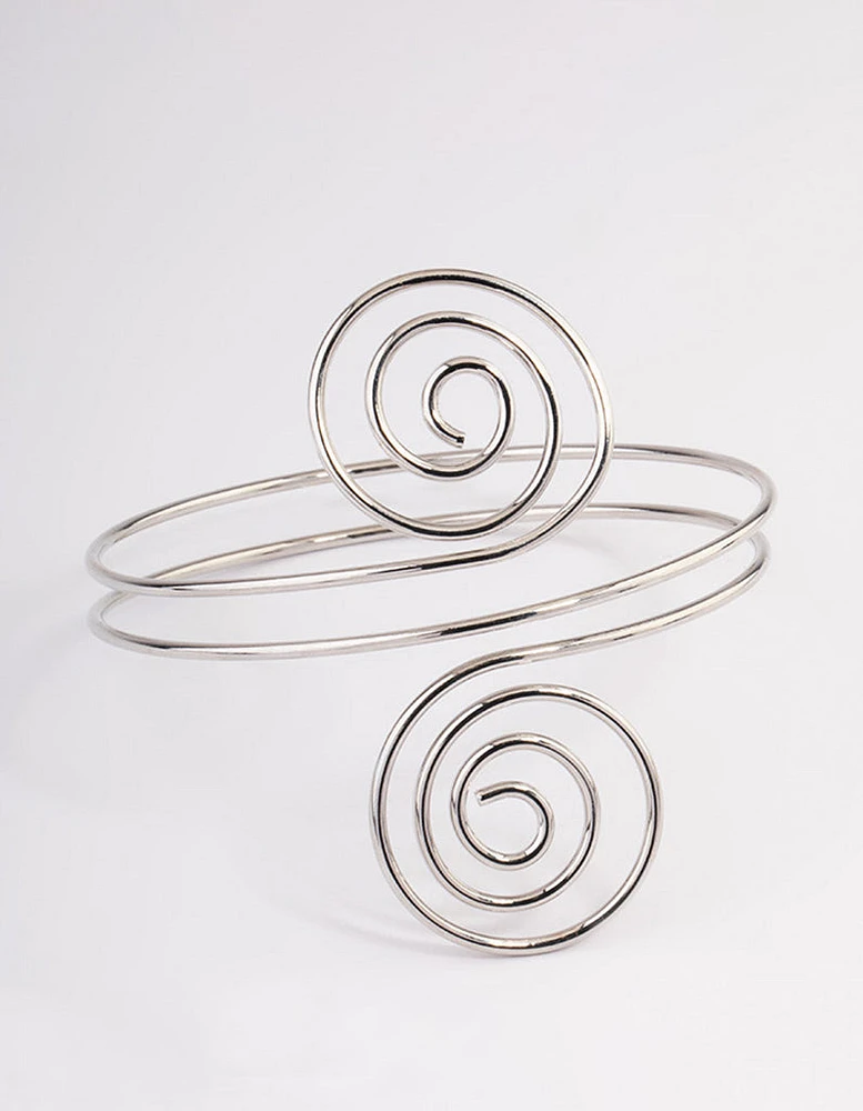 Rhodium Swirl Arm Cuff