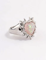 Rhodium Spark Heart Ring