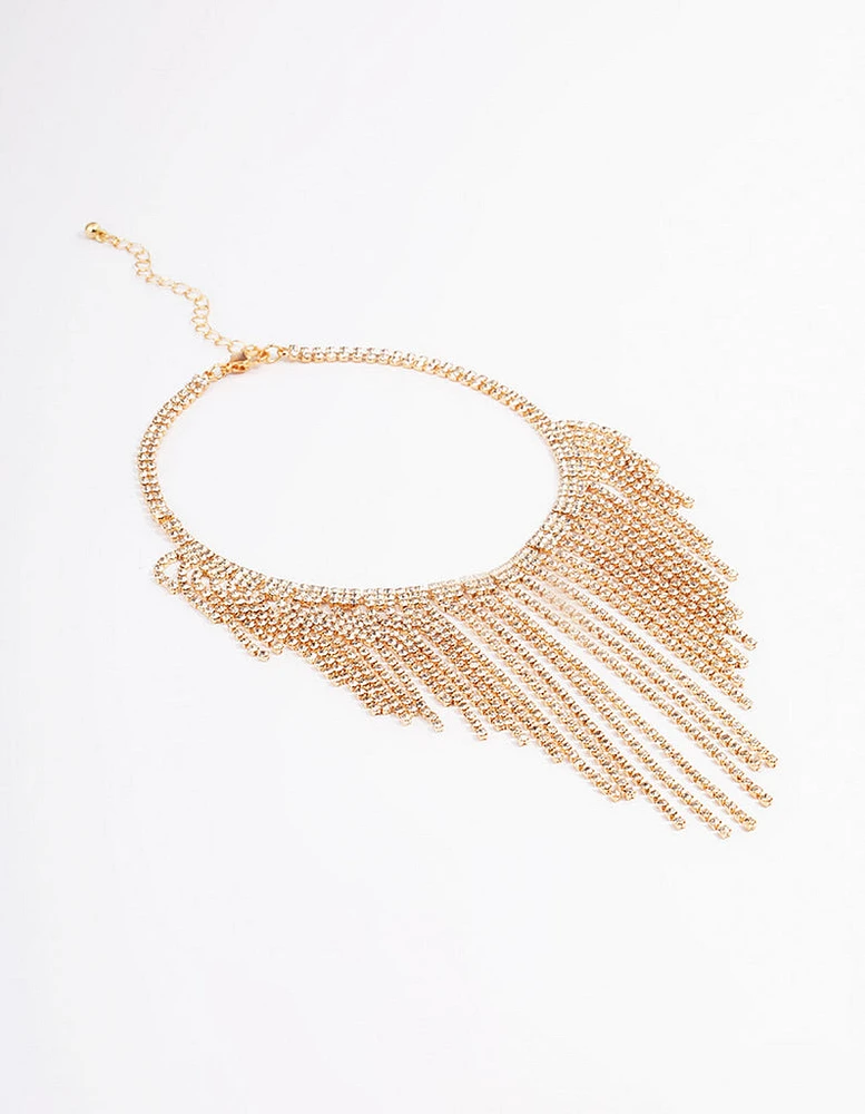 Gold Diamante Fringe Choker