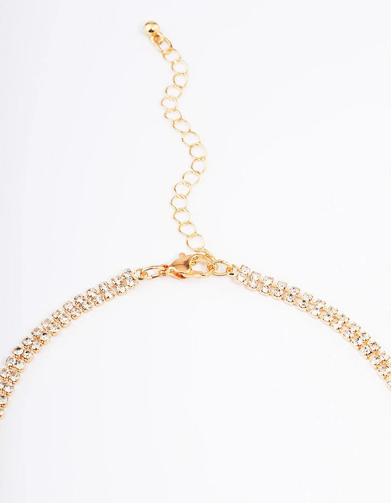 Gold Diamante Fringe Choker