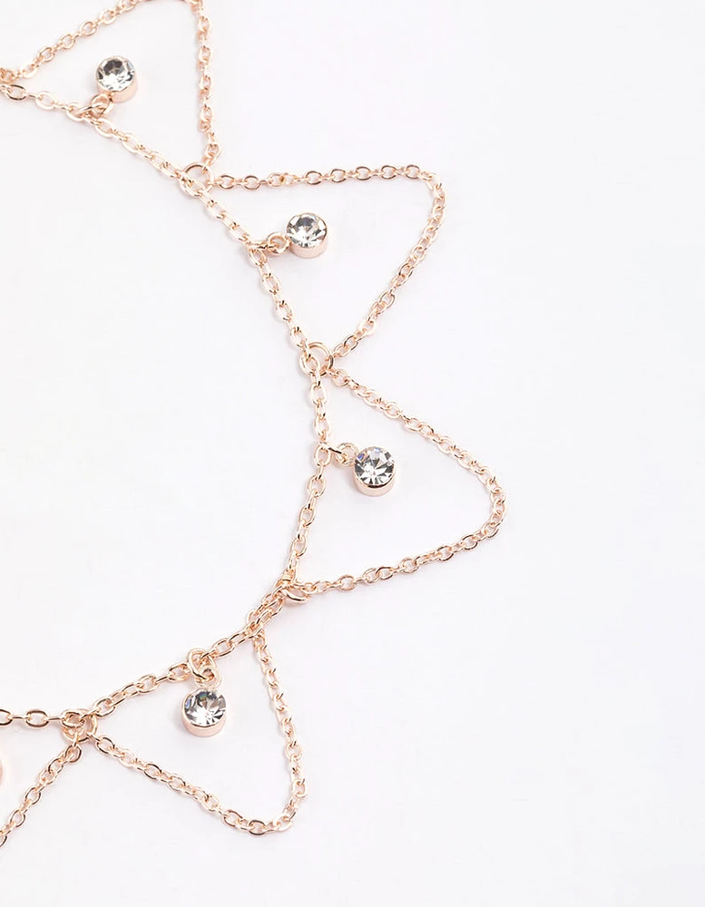 Rose Gold Diamante & Chain Loop Anklet