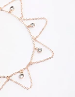 Rose Gold Diamante & Chain Loop Anklet