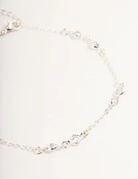 Silver Cubic Zirconia Station Anklet