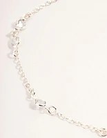 Silver Cubic Zirconia Station Anklet