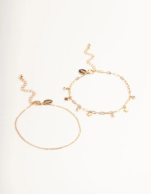 Gold Celestial Diamante Anklet Pack