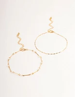 Gold Freshwater Pearl Anklet Pack