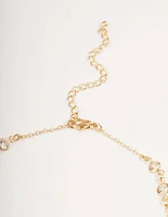 Gold Cubic Zirconia Station Anklet