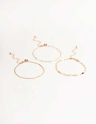 Gold Linked Diamond Anklet Pack