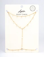 Gold Dainty Pearl Body Chain