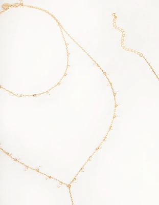 Gold Dainty Pearl Body Chain