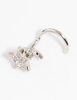 Rhodium Surgical Steel Star Charm Nose Stud