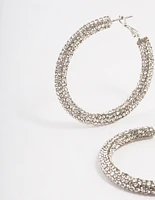 Rhodium Crust Hoop Earrings