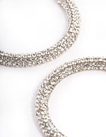 Rhodium Crust Hoop Earrings