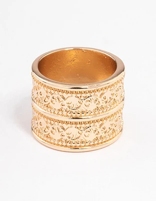 Gold Double Stack Filigree Ring
