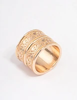 Gold Double Stack Filigree Ring