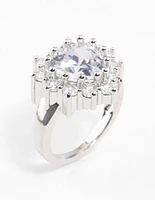 Rhodium Grand Heart Ring