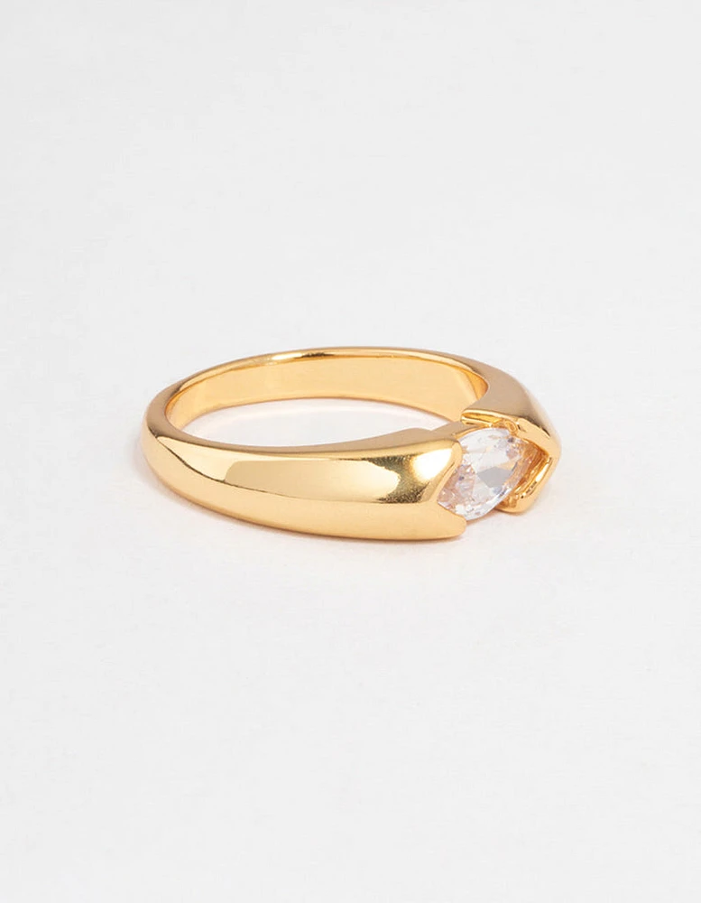Gold Plated Statement Marquise Ring