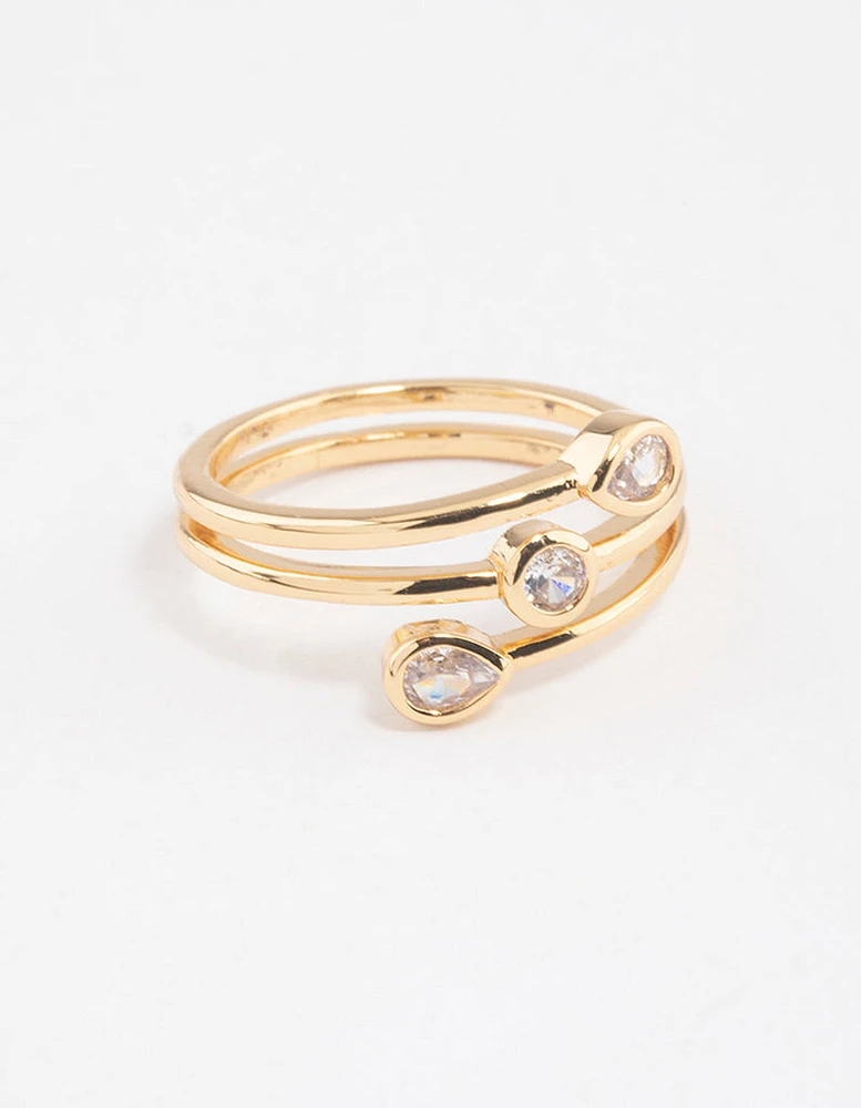 Gold Plated Multi Shape Tier Ring