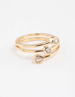 Gold Plated Multi Shape Tier Ring