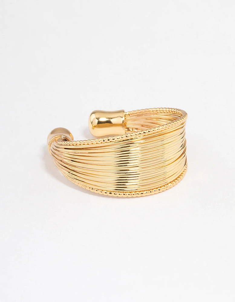 Gold Plated Textured Row Ring