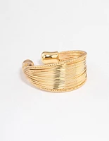 Gold Plated Textured Row Ring