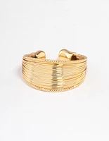 Gold Plated Textured Row Ring