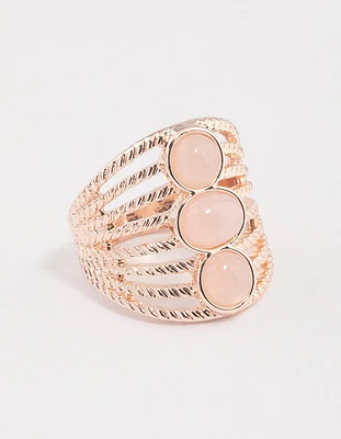 Rose Gold Vertical Triple Stone Ring