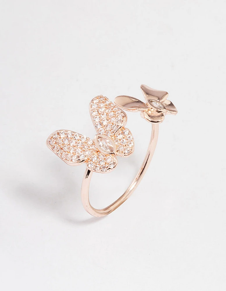 Rose Gold Glam Butterfly Ring