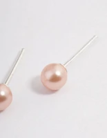 Sterling Silver Pink Pearl Stud Earrings