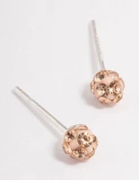 Sterling Silver Silk Pave Ball Stud Earrings