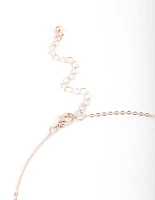 Rose Gold Classic Diamante Cross Necklace