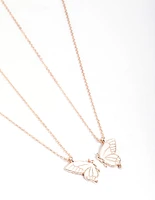 Rose Gold Best Friend Butterfly Necklace Pack