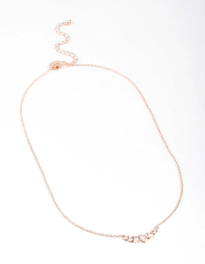 Gold Diamante Curve Bar Necklace