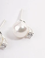 Sterling Silver Pearl Stud Earrings