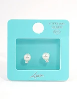 Sterling Silver Pearl Stud Earrings