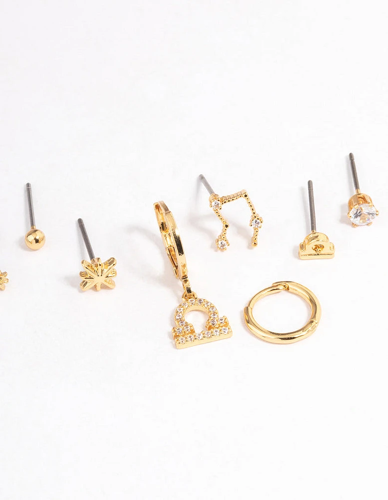 Gold Plated Libra Star Sign Ear Stackers