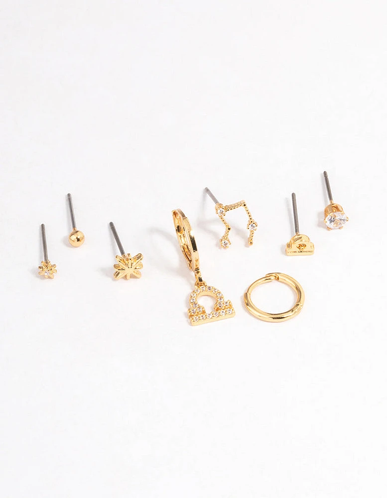 Gold Plated Libra Star Sign Ear Stackers