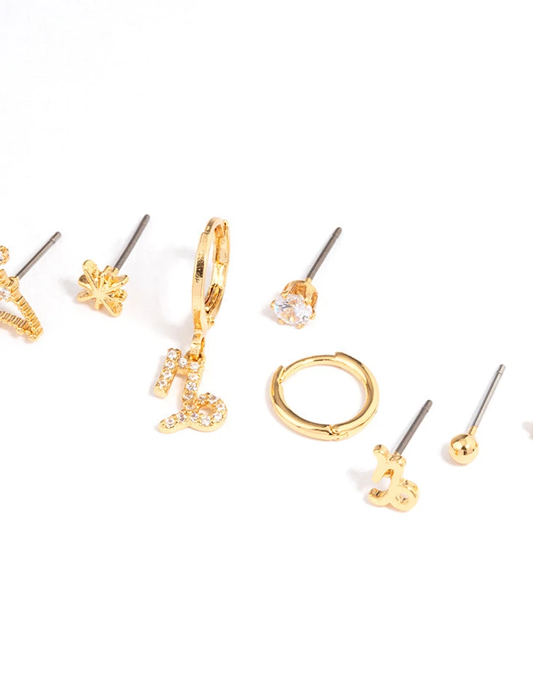 Gold Plated Capricorn Star Sign Ear Stackers