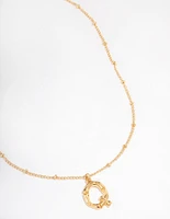 Letter 'Q' Gold Plated Bamboo Initial Necklace