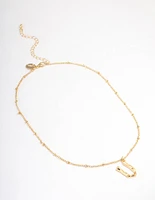 Letter 'U' Gold Plated Bamboo Initial Necklace