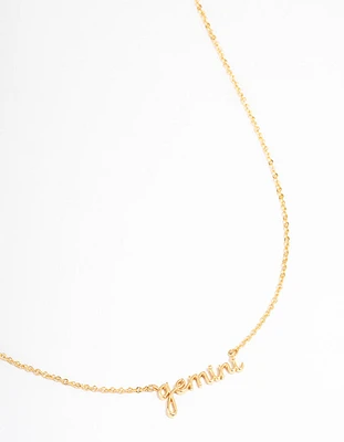 Gold Plated Gemini Script Pendant Necklace