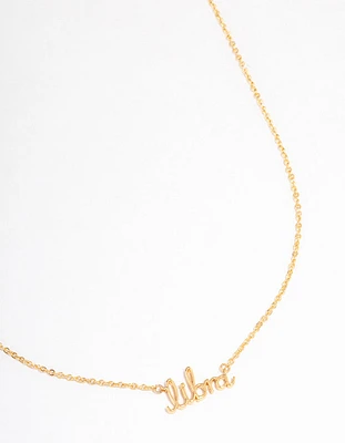 Gold Plated Libra Script Pendant Necklace