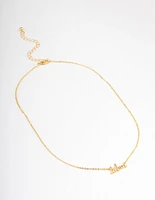 Gold Plated Libra Script Pendant Necklace