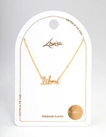 Gold Plated Libra Script Pendant Necklace