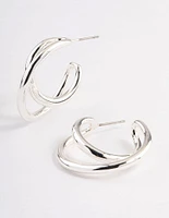 Silver Plated Medium Twisted Hoop Earrings