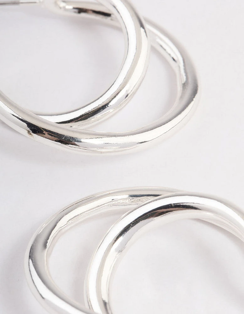 Silver Plated Medium Twisted Hoop Earrings