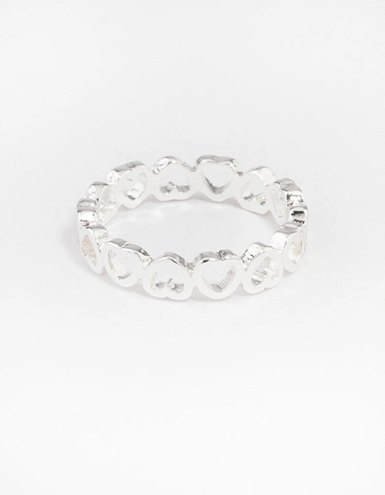 Silver Alternating Heart Ring